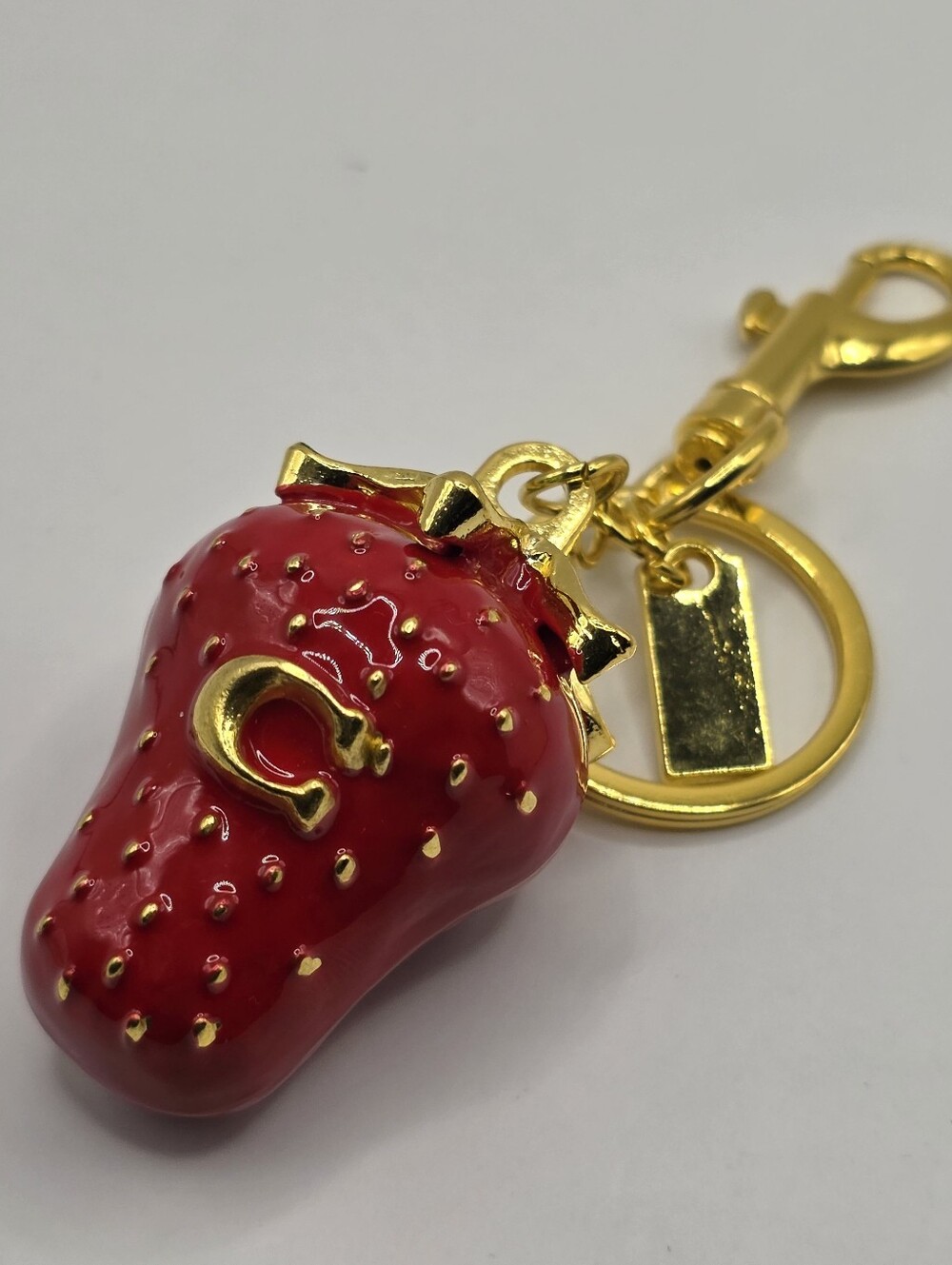 Gold & Red Strawberry Keychain Charm